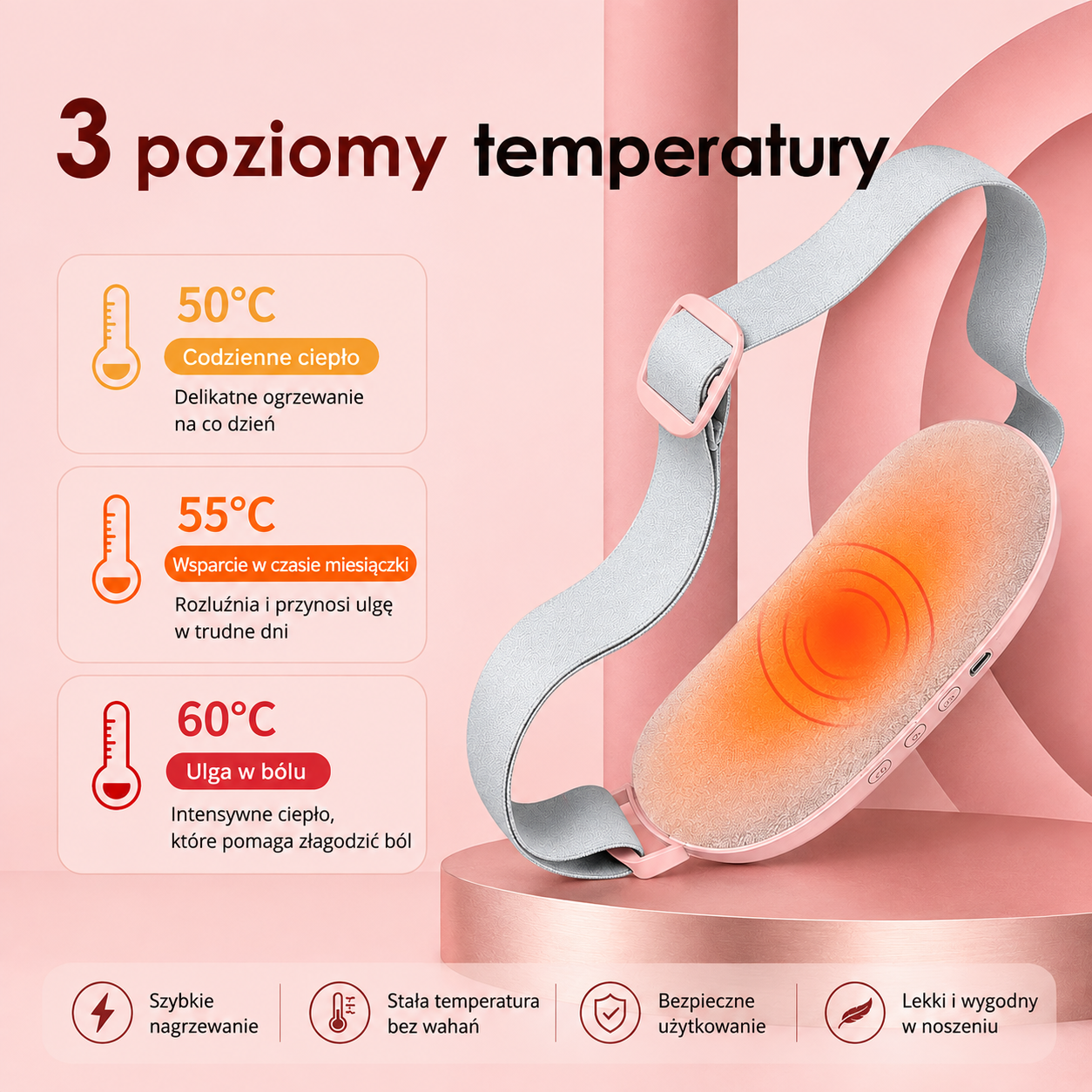 Lunera™ – Elektryczny Pas Grzewczy na Skurcze Menstruacyjne
